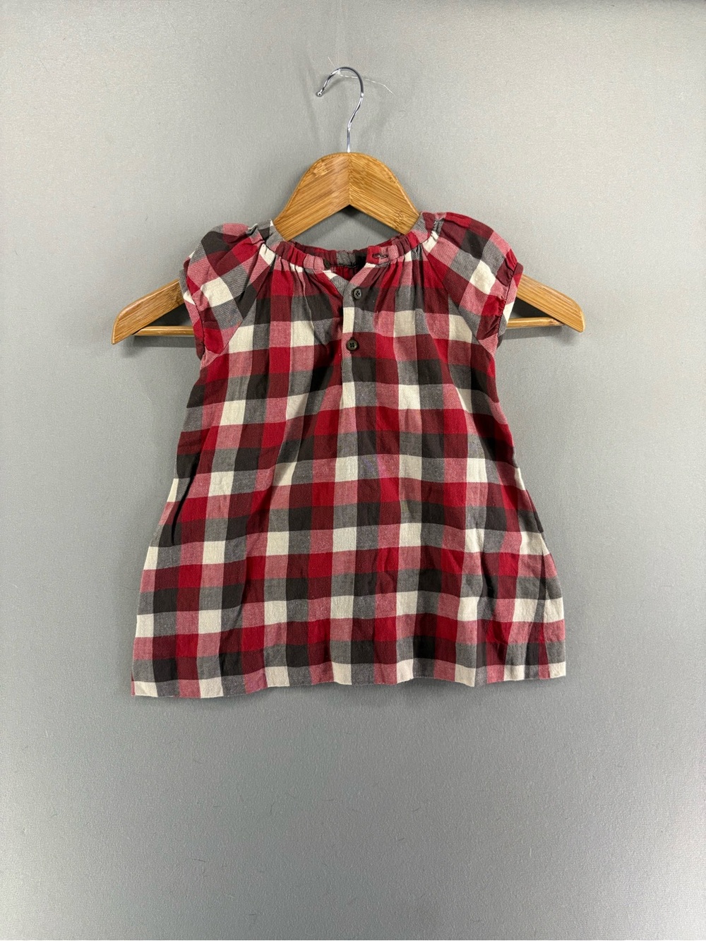 bonpoint checked dress plaid Red/black/gray size 2 years cute girls kids